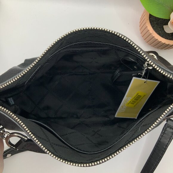 Michael Kors Lillie Black Classic Chain Strap Leather Crossbody Messenger Bag - Picture 6 of 9